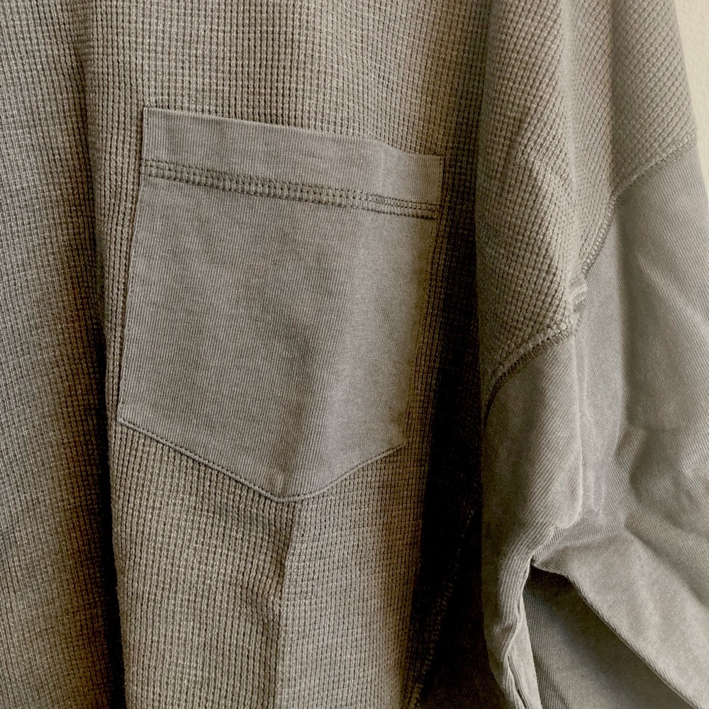 Wild Fable Round Neck Boxy Thermal Pullover / Dark Grey